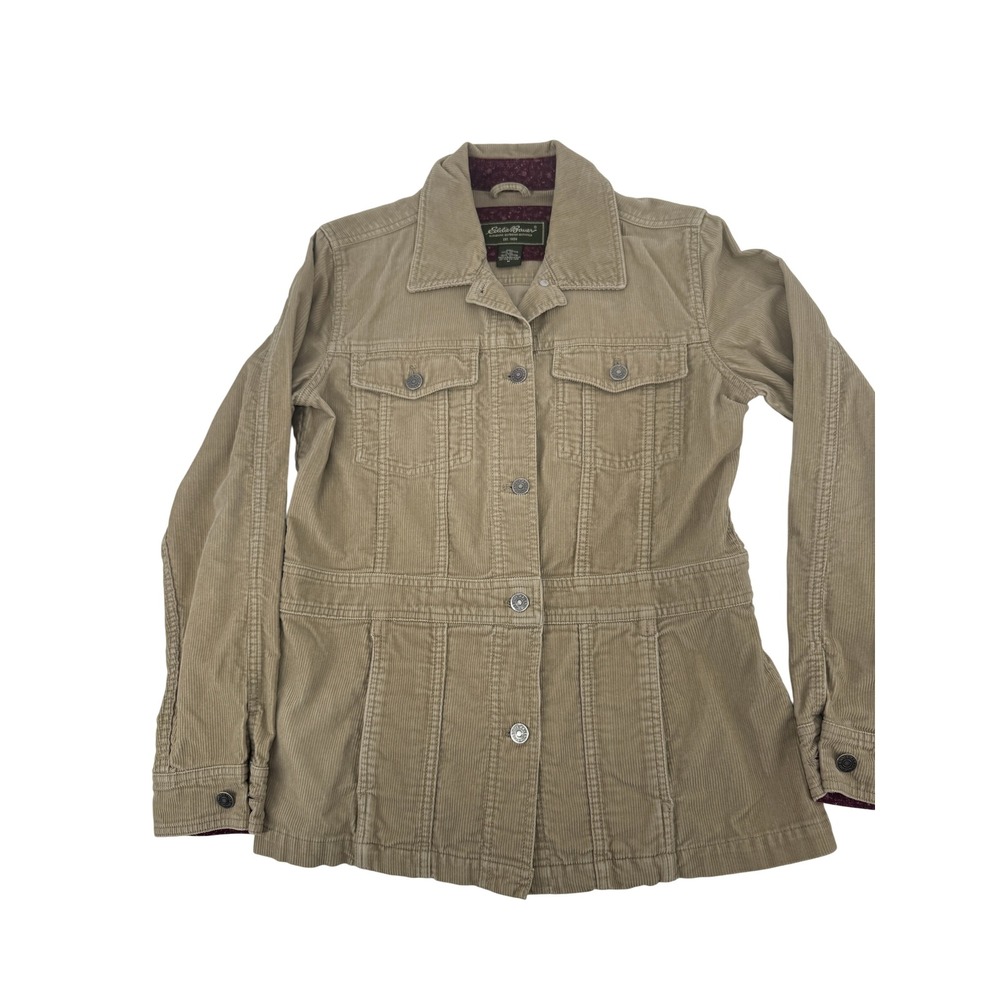 Eddie Bauer Brown Corduroy Jacket Womens Medium Utility Coat Barn Chore